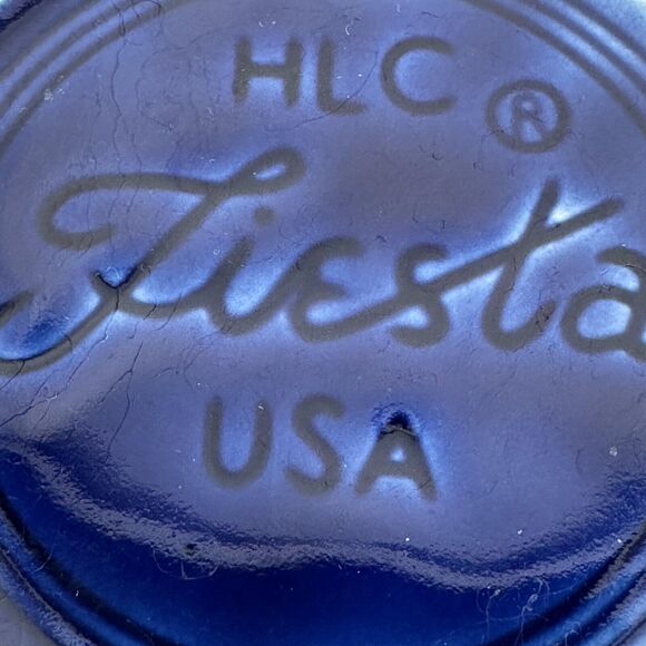 Homer Laughlin Fiesta Coffee Mugs Cobalt Blue Lot of 2 Ceramic Round Ring Handle - Picture 8 of 10